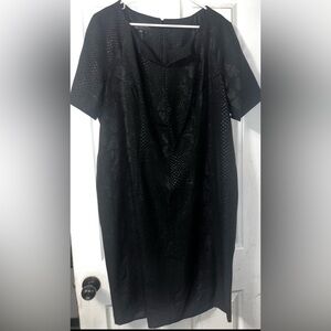 Jones New York Black Textured Midi Dress